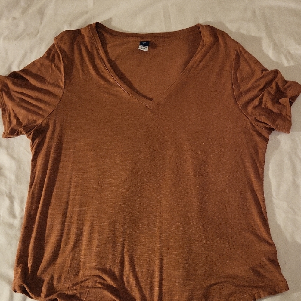 Old Navy Brown Relaxed Ruched Short Sleeve Tee